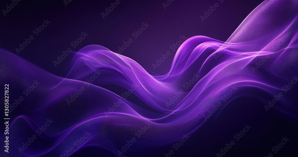 Poster ethereal purple waves flowing against a dark background creating a dreamy abstract atmosphere for di