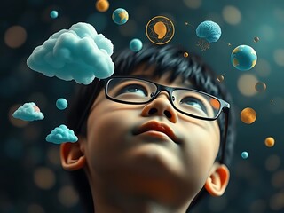 Daydreaming in the Sky: A Child's Imagination Floating with the Clouds