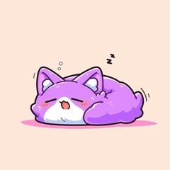 Fototapeta premium Cute Cat Sleeping, Pastel Background (3)