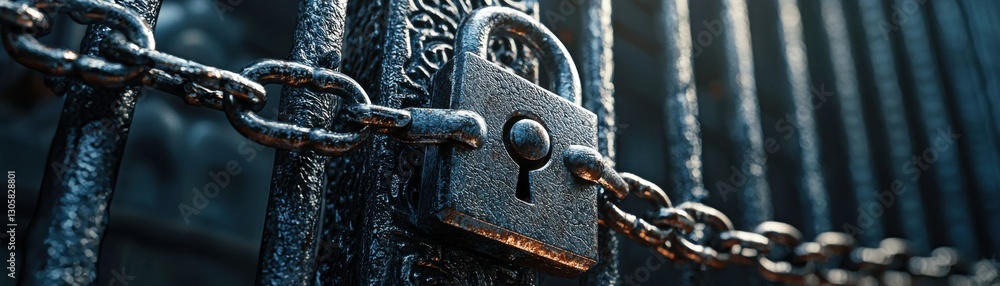 Poster a chain link fence with a lock on it