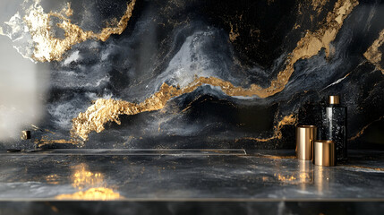 Luxury surface design with mineral and metal accents