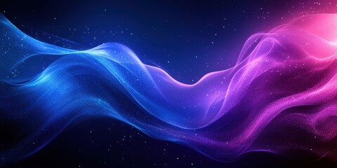 Fototapeta premium Ethereal Waves of Blue and Pink Light Flowing Through a Starry Night Sky, Creating a Dreamlike and Tranquil Atmosphere for Creative Projects