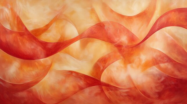 Warm coral and amber swirls, glowing and rich with subtle glossy transitions