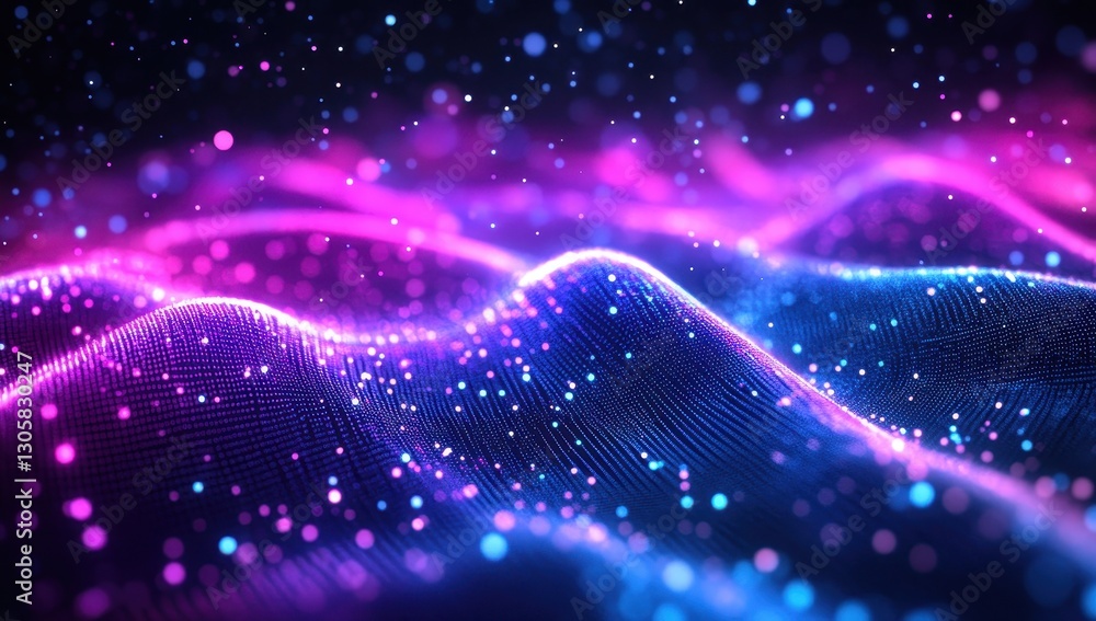 Poster ethereal waves of light with vibrant colors in a dreamlike abstract background for creative projects