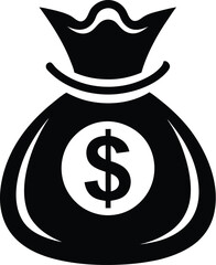 Money Bag Silhouette Vector, Money Bag Clipart, Money bag icon, vector illustration 