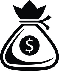 Money Bag Silhouette Vector, Money Bag Clipart, Money bag icon, vector illustration 