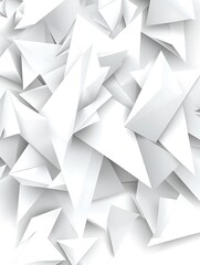 Abstract composition featuring white triangular shapes and minimalistic design