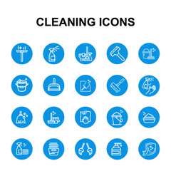 A collection sheet of outline icons for Cleaning