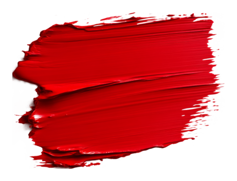 Red paint brush stroke on transparent background, artistic expression concept