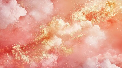 Warm rose gold and coral clouds, glowing and rich with subtle glossy transitions
