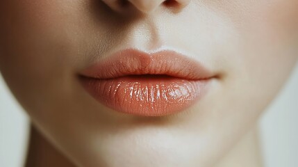 Close-up of Peachy Lips: A Beauty Macro Shot