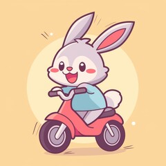 Cute Rabbit on a Motorbike