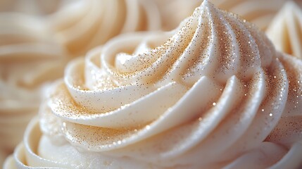 Close-up of Elegant Cupcakes with Golden Glitter Frosting
