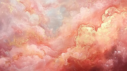 Fototapeta premium Warm rose gold and peach clouds, glowing and rich with subtle glossy transitions
