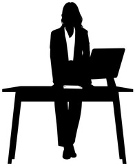 ディスクの前で話をする女性のシルエット