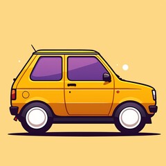 Retro Yellow Car Illustration