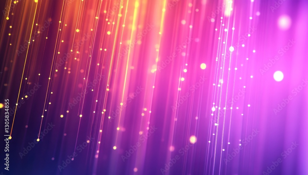 Poster abstract vibrant colorful background with diagonal light rays and glittering particles.