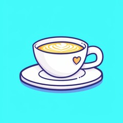 Cute Latte in White Cup