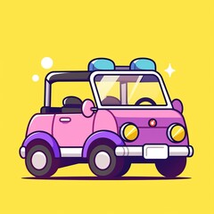 Cute Pink Car Illustration