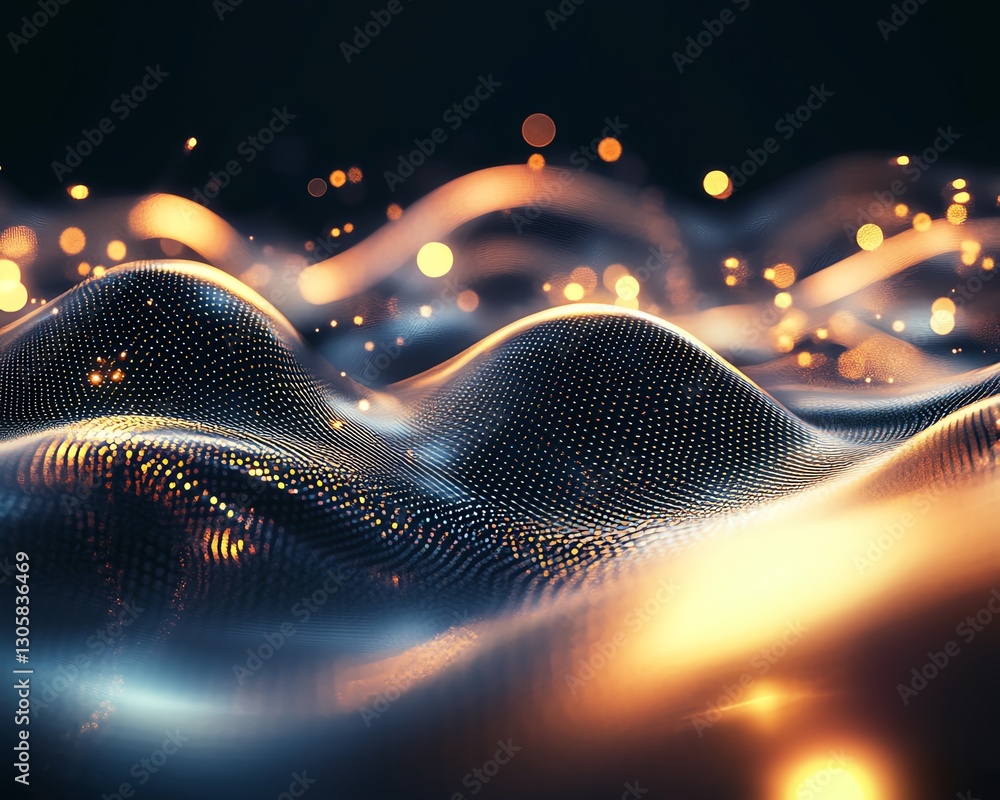Poster waves of light and texture create mesmerizing patterns in a futuristic landscape illuminated by glow