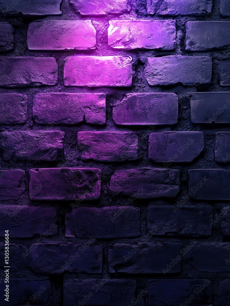 Poster purple illuminated brick wall background for artistic and creative project designs with beautiful te