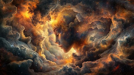 Obraz premium Ethereal Cosmic Vortex with Swirling Galaxies and Light Effects