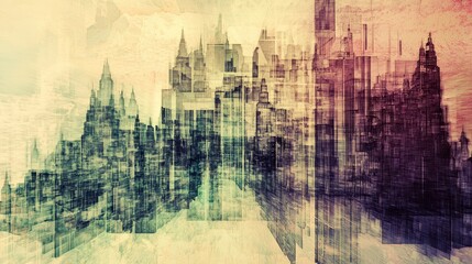 Fototapeta premium Glitching Phantom City Trapped Between Dimensions in 2919a590
