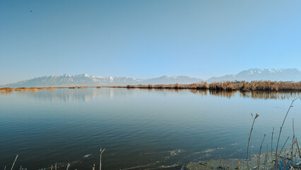 Spring Landscape Views of Ogden Bay Waterfowl Management Area, Hooper Utah