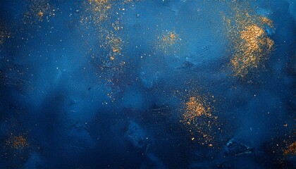 Obraz premium blue textured background with golden shimmer grunge abstract concrete texture