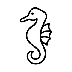 Fototapeta premium Minimal black seahorse outline icon in simple style