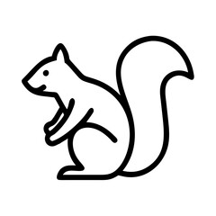 Cute black squirrel outline icon in simple style