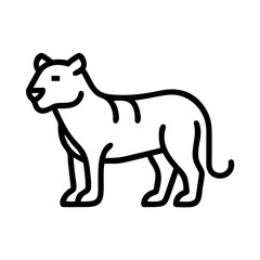 Obraz premium Minimal black lioness outline icon in simple style