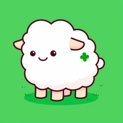 Obraz premium Cute Sheep on Green Grass