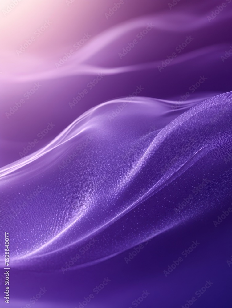 Poster smooth abstract purple waves in ethereal light with gentle luminescence creating a dreamlike and ser