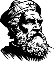 sketch vector illustration silhouette design poster philosopher thinker saint roman greek classic vintage  