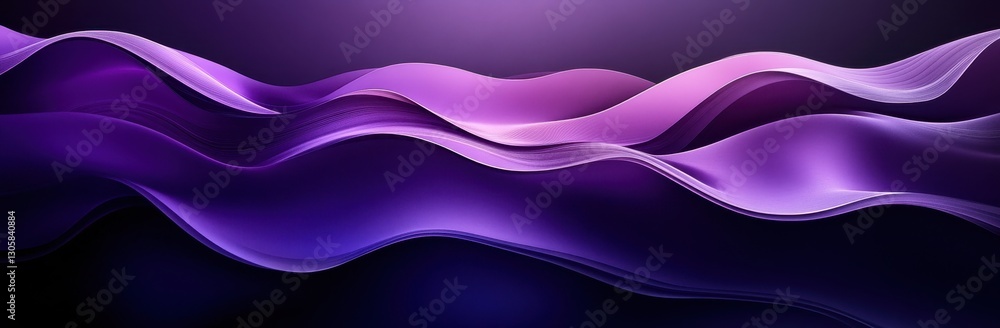 Poster smooth flowing waves in vibrant shades of purple and violet creating a serene and calming background