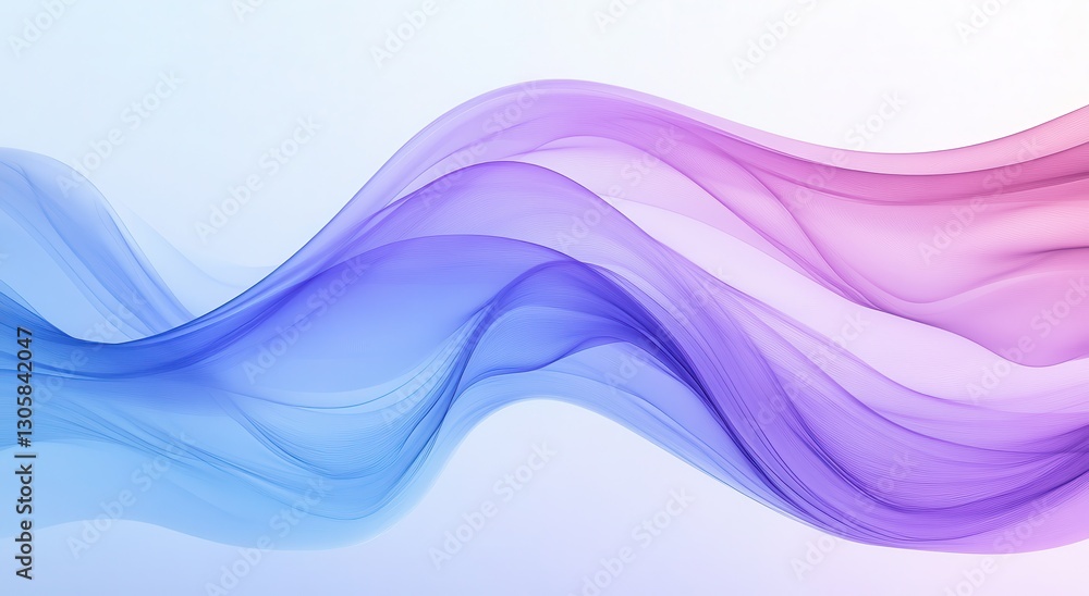 Poster soft abstract waves in gradient colors of blue and purple flowing elegantly across a background crea