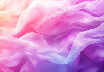 Fototapeta premium Soft and Ethereal Waves of Colorful Fabric Gently Flowing in Shades of Pink, Purple, and White, Creating a Dreamlike and Serene Atmosphere