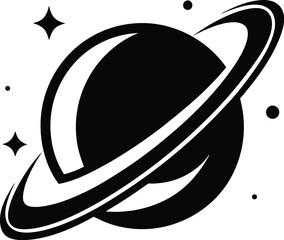 Planet Saturn Shilhoutte, Planet Saturn with planetary ring vector, cosmos and planet silhouette  © VectorEliteX