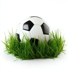 Obraz premium Soccer ball on grass lawn. Outdoor activity.