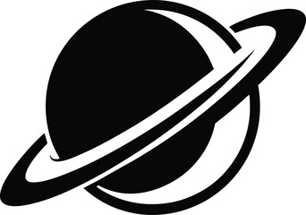 Planet Saturn Shilhoutte, Planet Saturn with planetary ring vector, cosmos and planet silhouette 