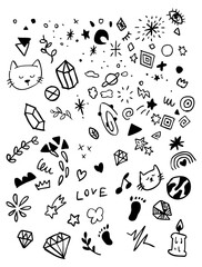 ガーリー 手書きイラスト ベクター