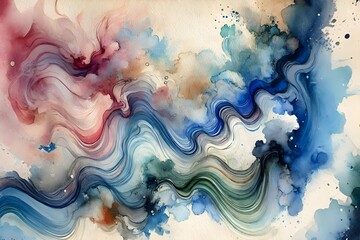 Fluid Art Abstract Wave Pattern - Dynamic fluid art composition with flowing waves in blue and pink tones. Abstract pattern featuring smooth color transitions and organic movement effects.