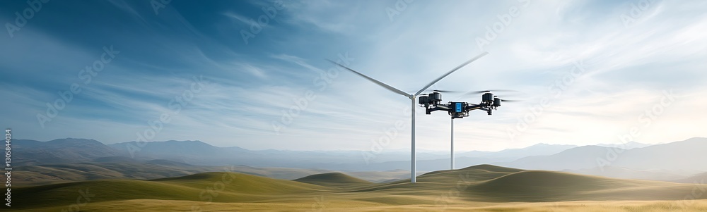 Leinwandbilder ai-driven maintenance of autonomous wind turbines showcased in an image featuring advanced technolog