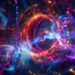 Fototapeta premium Colorful abstract vortex of lights and patterns