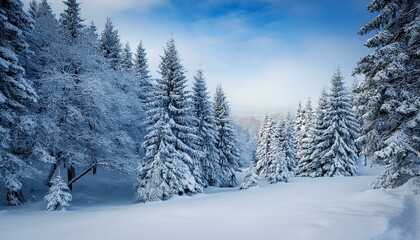 Obraz premium winter snow covered trees background