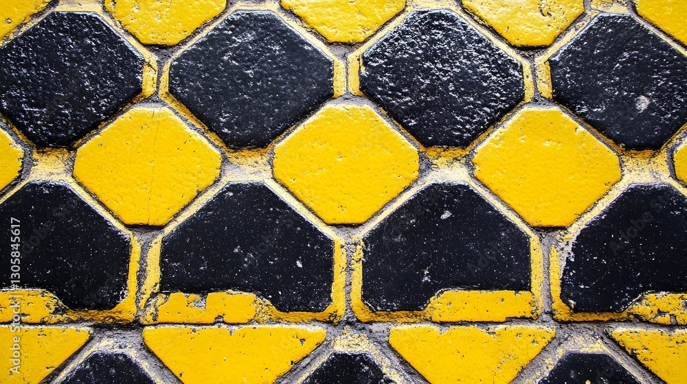 Poster abstract hexagon pattern yellow black tiles texture background
