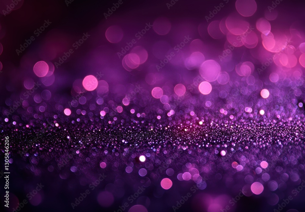 Poster soft focus purple glittery texture with bright bokeh effect creating a dreamy and enchanting atmosph
