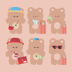 Cute Bear Cartoon Traveling