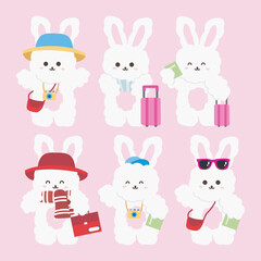 Cute Bunny Cartoon Traveling